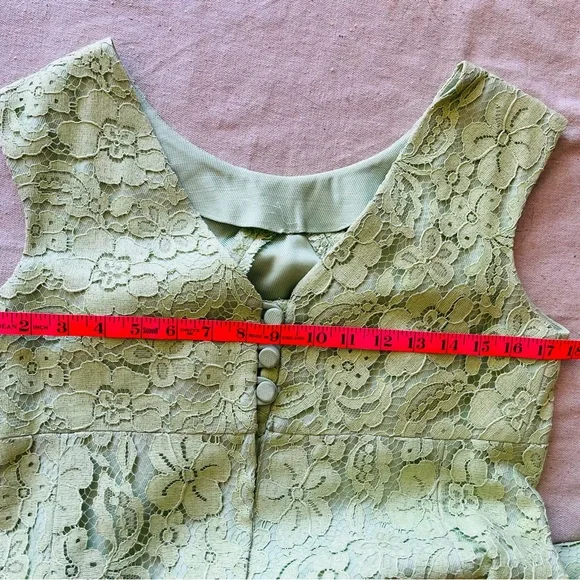 Vintage 60s Women’s 2 Piece Green Lace Dress Matching Cropped Jacket Size S/M - Picture 11 of 14
